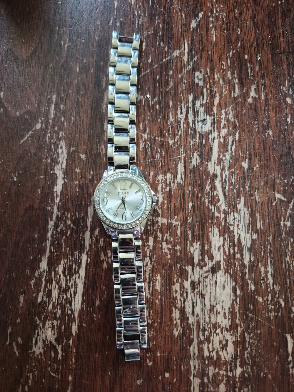 Studio Silver-tone Women's Crystal Bezel Bracelet Watch Studio Brand